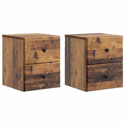 vidaXL Nástenná nočná skrinka 2 pcs Staré drevo 34,5 x 33 x 40 cm