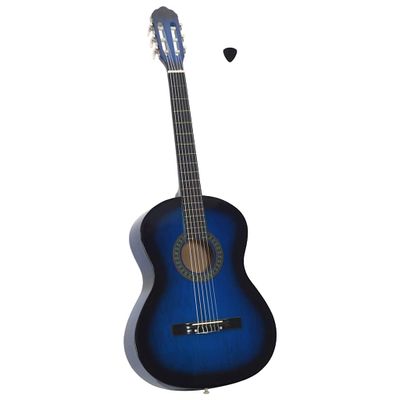 vidaXL Klasická gitara pre začiatočníkov modrá 4/4 39" lipové drevo
