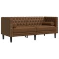 vidaXL 3-dielna súprava sedacej súpravy Chesterfield s podsedákmi, hnedá, umelá semišová koža