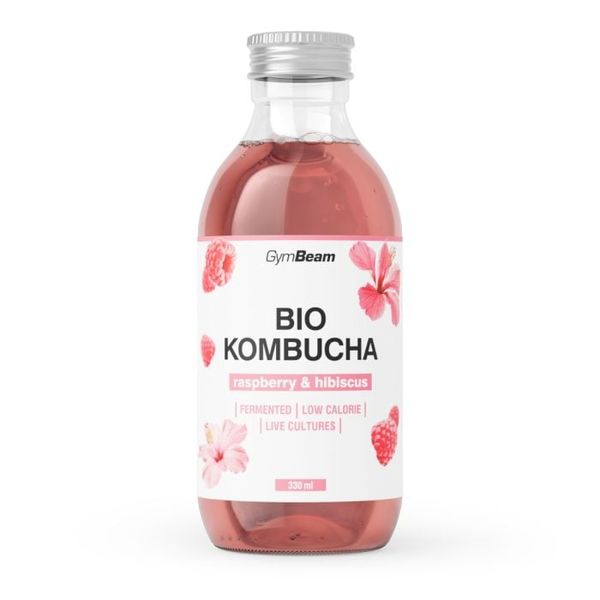 BIO Kombucha - GymBeam, malina & ibištek, 330 ml