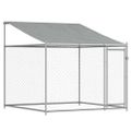 vidaXL Klietka pre psa so strechou a dverami sivá 12x2x2m pozink. oceľ