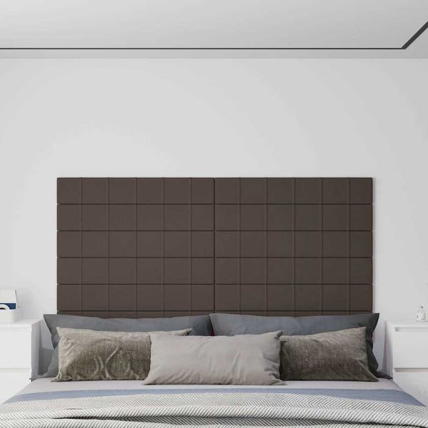 vidaXL Nástenné panely 12 ks sivohnedé 90x15 cm látka 1,62 m²