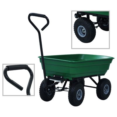 vidaXL Záhradný vyklápací ručný vozík zelený 300 kg 75 l