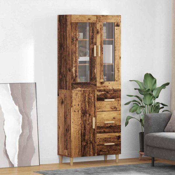 vidaXL Highboard Staré drevo 69,5 x 34 x 180 cm Kompozitné drevo