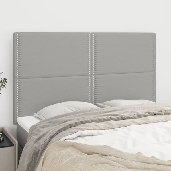 vidaXL Čelo postele svetlosivé 144x5x118/128 cm látkové