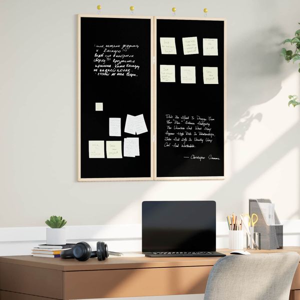 vidaXL Informačná nástenka Čierna 80 x 80 x 1.4 cm Borovicový masív