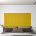vidaXL Nástenné panely 12 ks žlté 60x15 cm zamat 1,08 m²