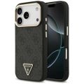 Puzdro Guess Case Magsafe 4G PU Leather s trojuholníkovým logom a zlatým kovovým rámom fotoaparátu pre iPhone 17 Pro čierna