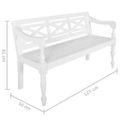 vidaXL Lavička Batavia 123 cm mahagónový masív biela