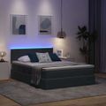vidaXL LED úložná posteľ s matracom Tmavosivá 140 x 200 cm Zamat