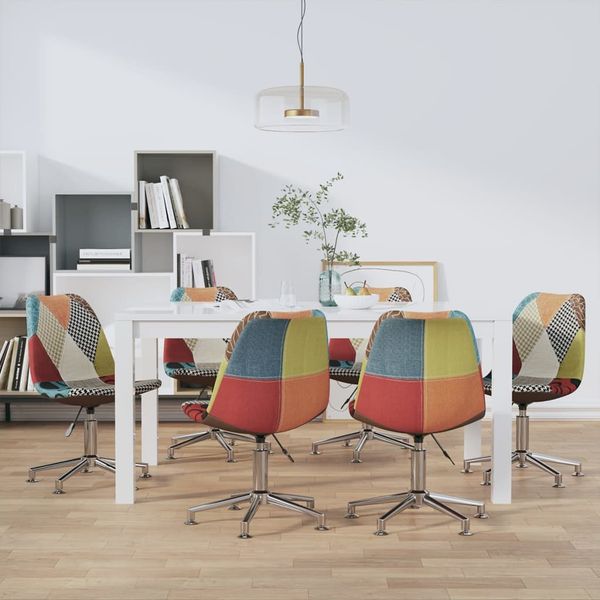 vidaXL Otočné jedálenské stoličky 6 ks patchwork látkové