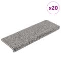 vidaXL Schodové rohože 20 ks 65x21x4 cm sivé s obdĺžnikovým okrajom