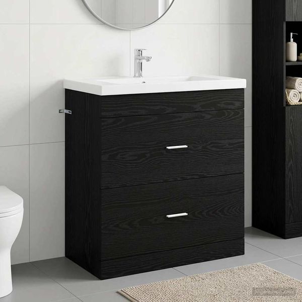 vidaXL Skriňa pod umývadlo do kúpeľne Čierny dub 78,5 x 37,5 x 81 cm