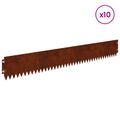 vidaXL Obrubník trávnika 10 ks 103 x 15 cm Oceľ Hrdzavý