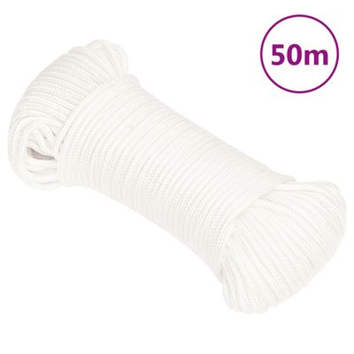 vidaXL Lodné lano biele 4 mm 50 m polypropylén