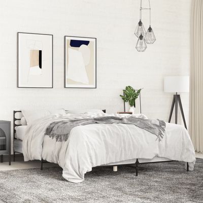 vidaXL Posteľný rám sivý sonoma 160x200 cm kompozitné drevo a kov