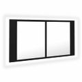 vidaXL LED kúpeľňová zrkadlová skrinka čierna 90x12x45 cm akryl
