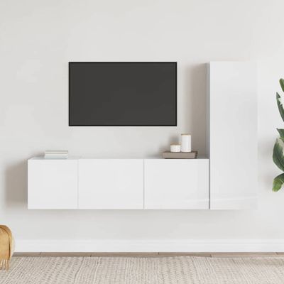 vidaXL 3-dielna sada TV skriniek lesklá biela kompozitné drevo