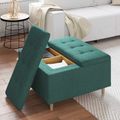 vidaXL Ottoman s Úložným Priestorom Tmavozelená 80 x 80 x 45 cm látka