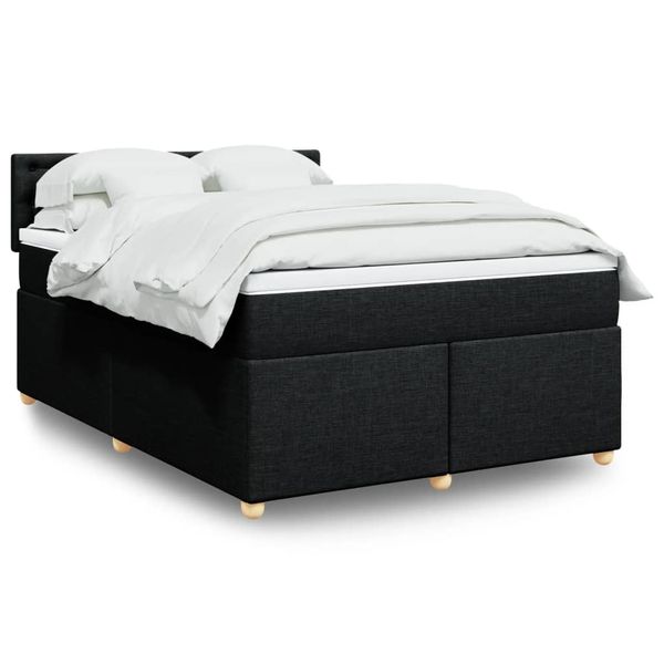 vidaXL Posteľný rám boxspring s matracom čierny 160x200 cm látka