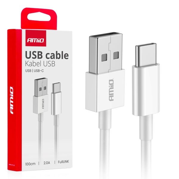 Nabíjací kábel USB-A – USB-C 2A 100CM FullLINK AMiO-03893