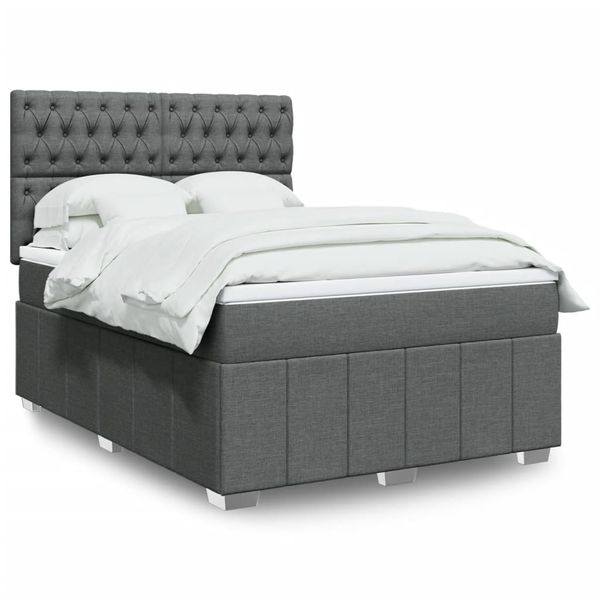 vidaXL Boxspring posteľ s matracom tmavosivá 140x190 cm látka