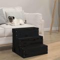vidaXL Schody pre domáce zvieratá čierne 40x37,5x35cm masívna borovica
