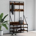 vidaXL Vešiak na šaty s botníkom dymový dub 100x40x184 cm