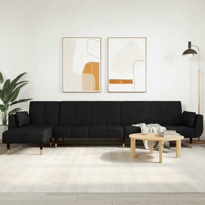 vidaXL Pohovka v tvare L čierna 275x140x70 cm zamat