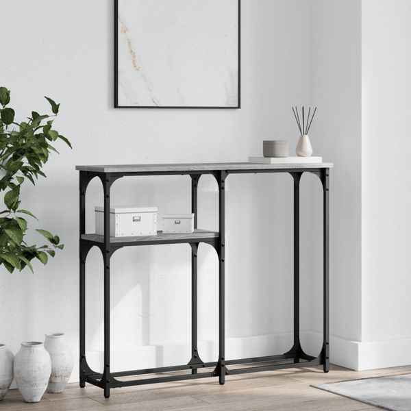 vidaXL Konzolový stolík sivý sonoma 90x22,5x75 cm kompozitné drevo