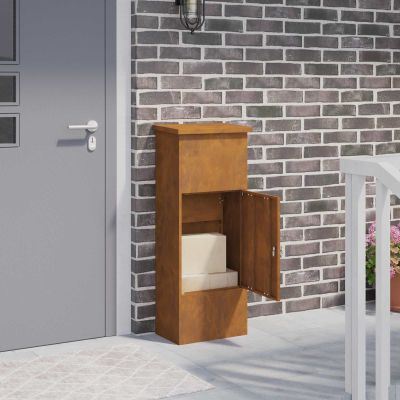 vidaXL Schránka na balíky s úložiskom Hrdzavý 44,5 x 29 x 110,5 cm