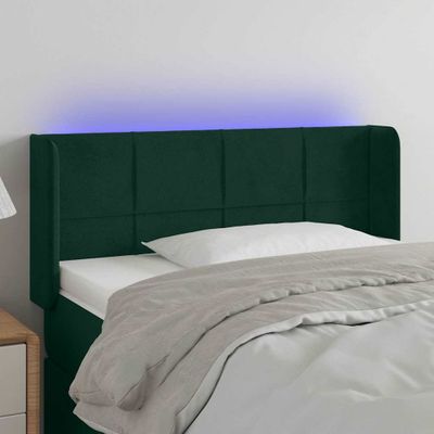 vidaXL Čelo postele s LED tmavozelené 103x16x78/88 cm zamat