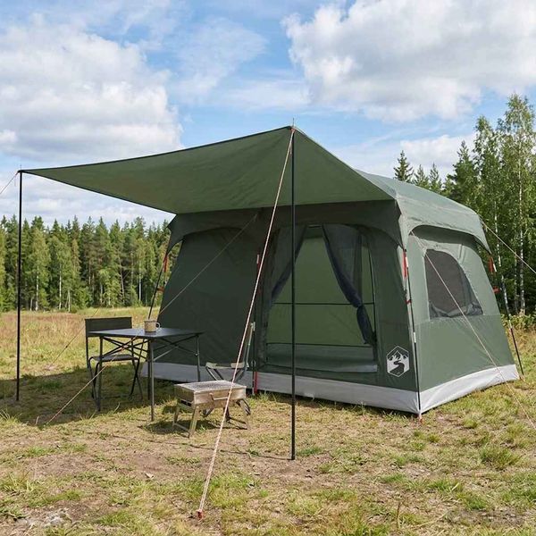 vidaXL Rodinný stan Armádna zelená 380 x 260 x 190 cm Polyester