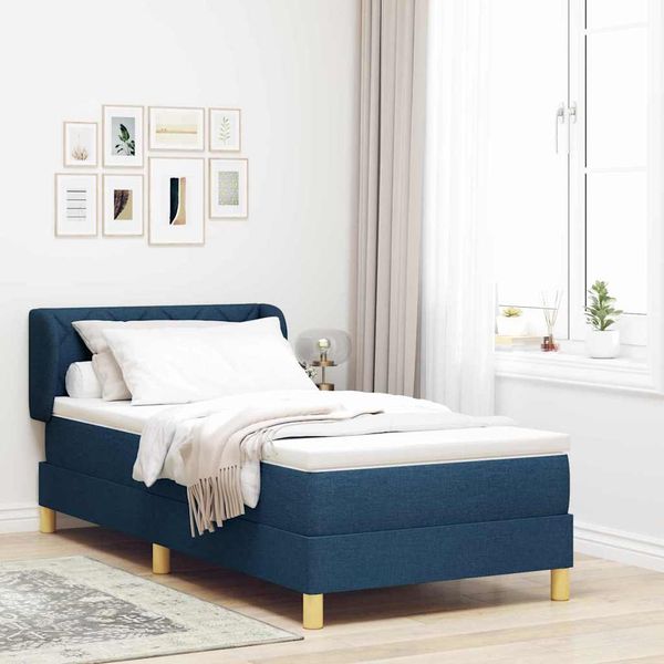vidaXL Posteľ s pružinovým rámom Modrá 90 x 190 cm látka