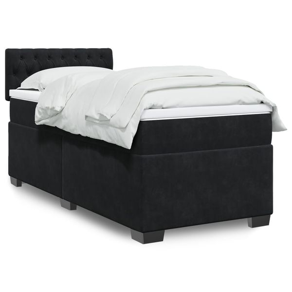 vidaXL Posteľný rám boxspring s matracom čierny 90x200 cm zamat