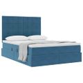 vidaXL Postel s úložným prostorem a matrací Tmavomodrá 140 x 190 cm