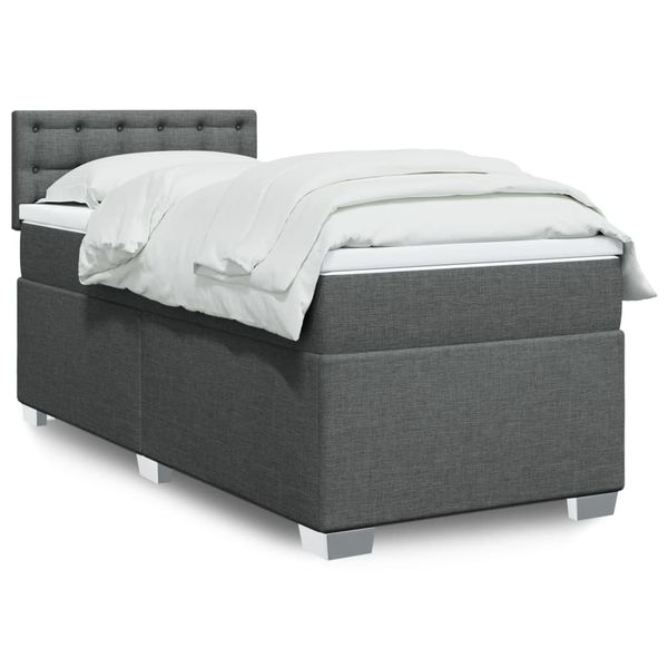 vidaXL Boxspring posteľ s matracom tmavosivá 90x200 cm látka