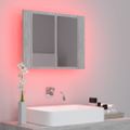 vidaXL LED kúpeľňová zrkadlová skrinka betónová sivá 60x12x45 cm akryl