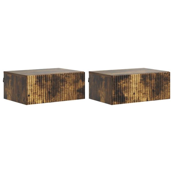 vidaXL Nástenná nočná skrinka 2 pcs Dymový dub 49 x 34,5 x 20 cm