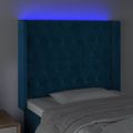 vidaXL Čelo postele s LED tmavomodré 103x16x118/128 cm zamat