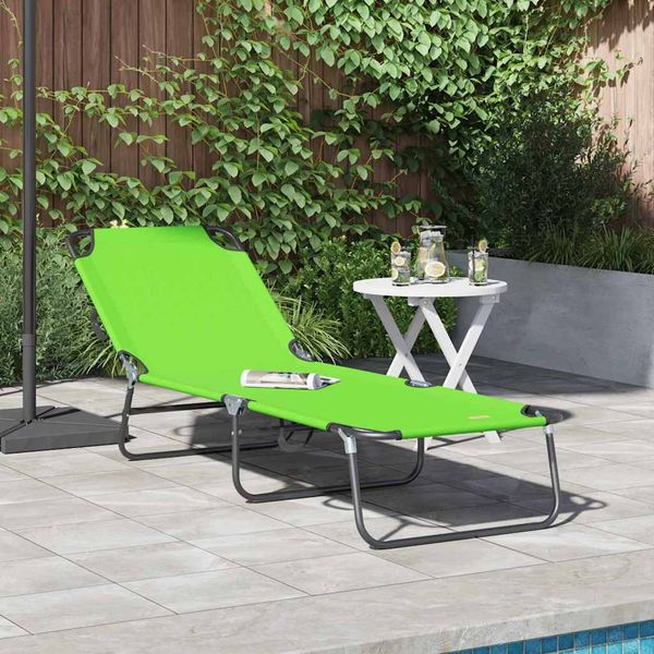 vidaXL Skladací lehátko Zelená 188 x 57 x 86,5 cm Polyester