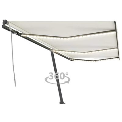 vidaXL Ručne zaťahovacia markíza s LED 600x300 cm krémová