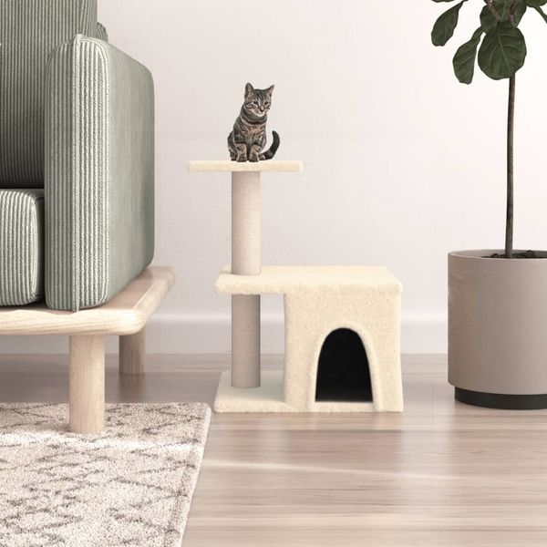 vidaXL Škrabadlo pre mačky so sisalovými stĺpikmi krémové 48 cm