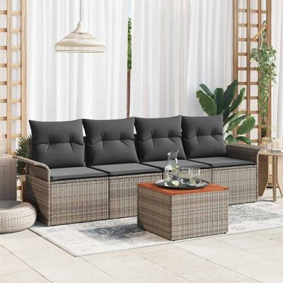 vidaXL Súprava záhradných pohoviek s vankúšom 5 pcs Sivá polyratan