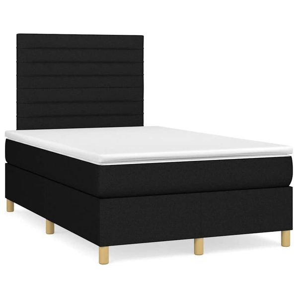 vidaXL Boxspring posteľ s matracom a LED, čierna 120x190 cm, látka