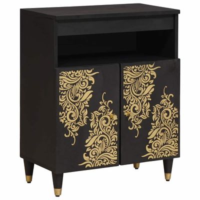 vidaXL Servírovacia skriňa Čierna 60 x 33 x 75 cm Masívne mango drevo