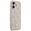 Puzdro Guess Case Magsafe 4G PU Kožené s trojuholníkovým logom a zlatým kovovým rámom fotoaparátu pre iPhone 17 Ružová