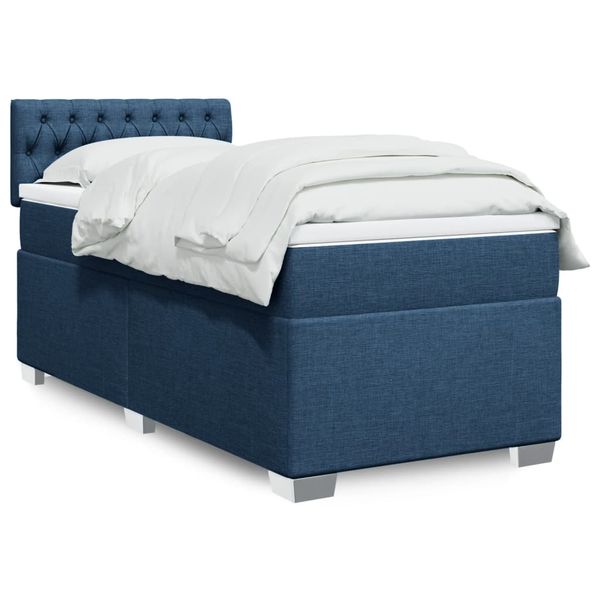 vidaXL Boxspring posteľ s matracom modrá 100x200 cm látka