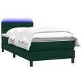 vidaXL Posteľný rám boxsping s matracom a LED tmavozelený 100x210 cm zamat