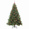 vidaXL Umelý vianočný stromček s 300 LED-i Zelená 180 cm PE a PVC